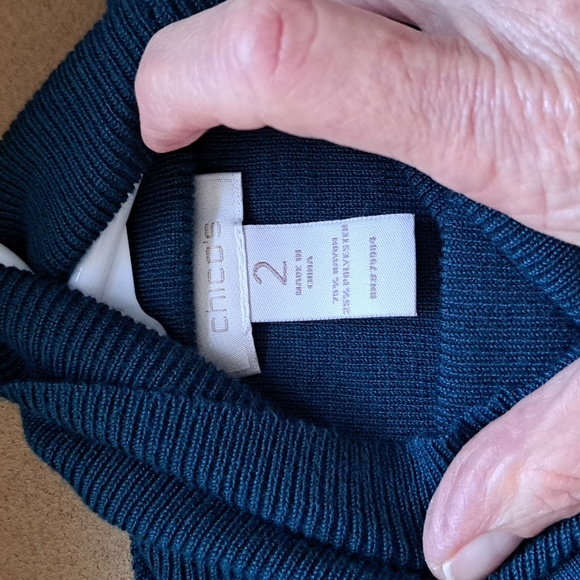 Chicos Beautiful Teal Color Turtleneck Sweater Sz2 fits M-L EUC - Picture 5 of 6